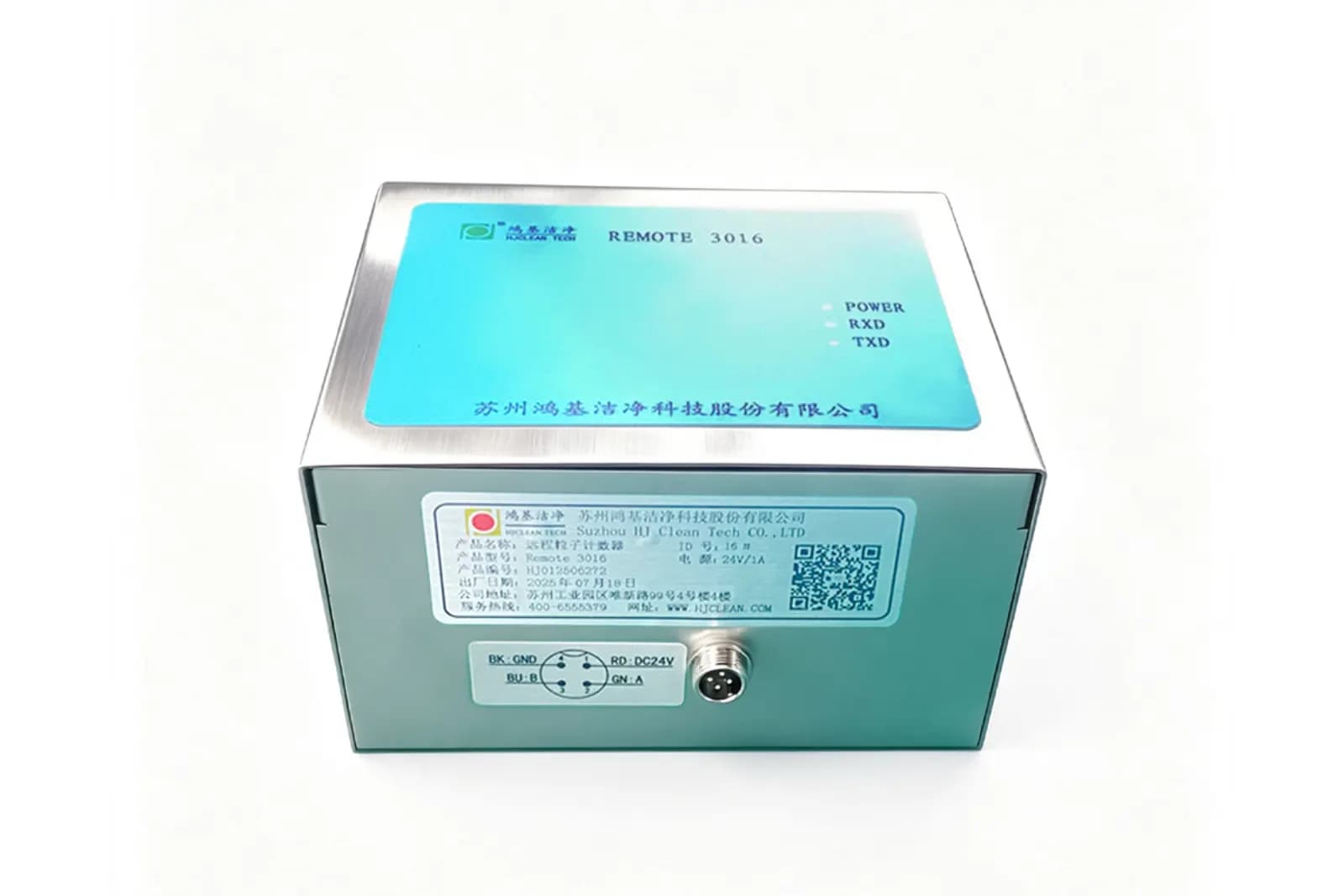 Remote airborne particle counter instrument and sampling connection